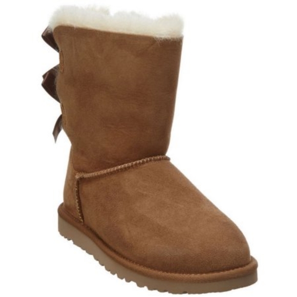 Ugg Women S Bailey Bow Chestnut Mid-Calf Sheepskin Boot - 5M - Picture 1 of 11
